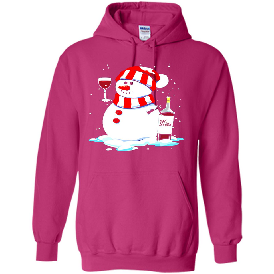 Cute Snowman drink Red Wine Christmas T-Shirt - Hoodie