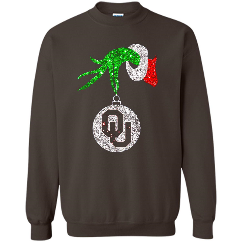 Amazing tee Oklahoma Sooners Glitter Grinch Monogram Ornament Christmas Gift - Sweatshirt