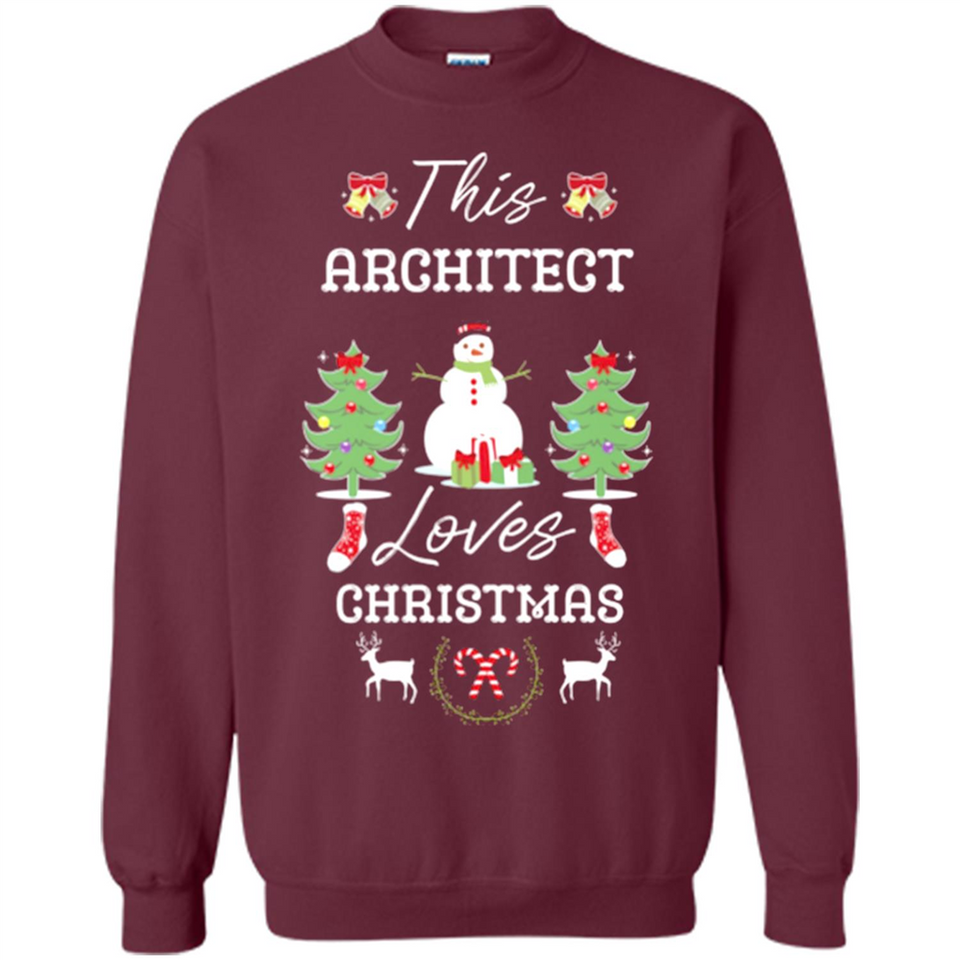 This Architect Loves Christmas Tree Shirt with Snowman