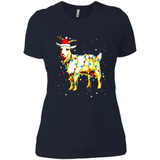 Christmas Lights Goat Wearing Santa Hat T-Shirt - Ladies' Boyfriend T-Shirt