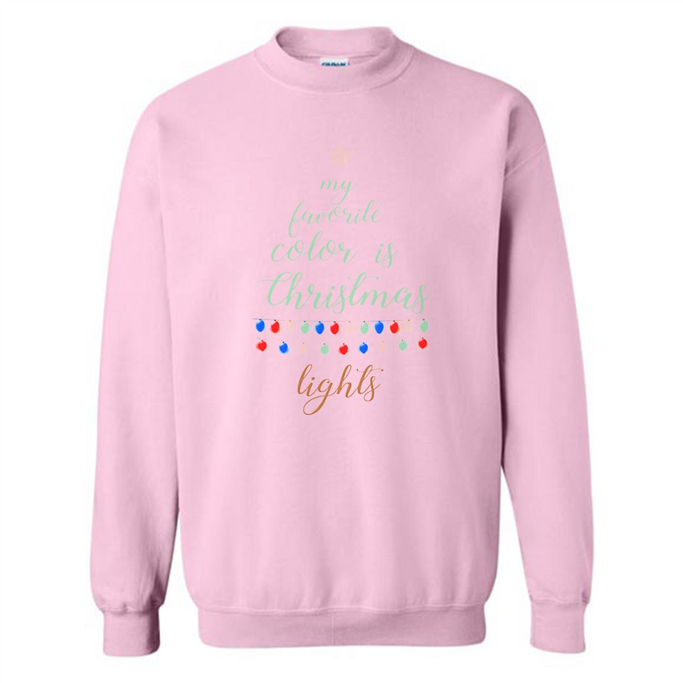 My Favorite Color is Christmas Lights Xmas Sporty T-Shirt - Sweatshirt