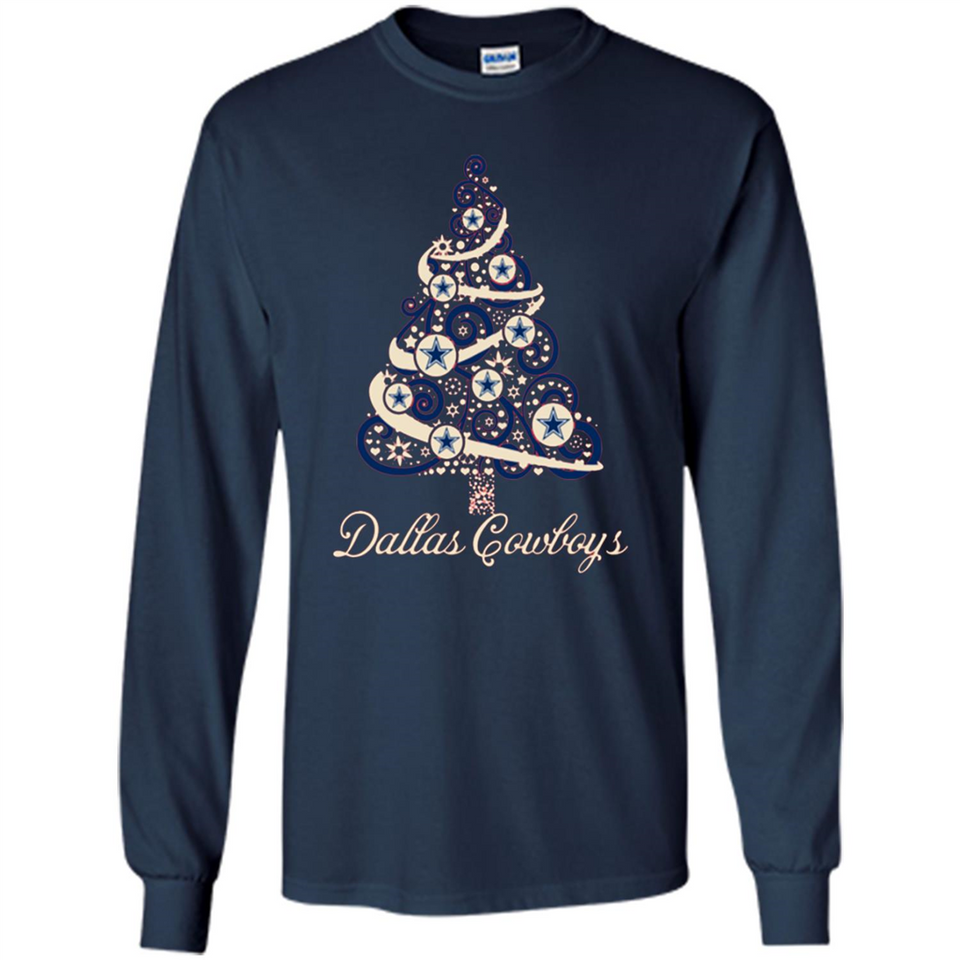 Dallas Cowboys NFL Football Team Logo Christmas Tree T-Shirt - Long Sleeve T-Shirt