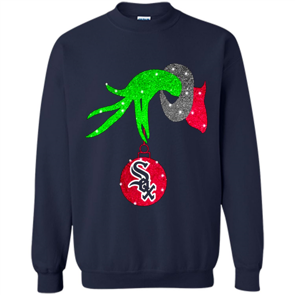 GRINCH HAND HOLDING CHICAGO WHITE SOX GLITTER CHRISTMAS PINGPONG