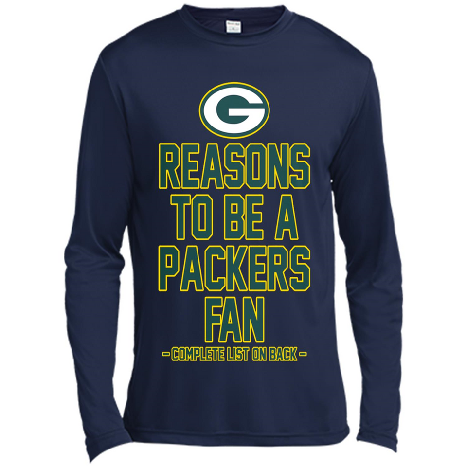 Reasons to be a Green Bay Packers Fan Complete List on Back - Canvas Long Sleeve T-Shirt