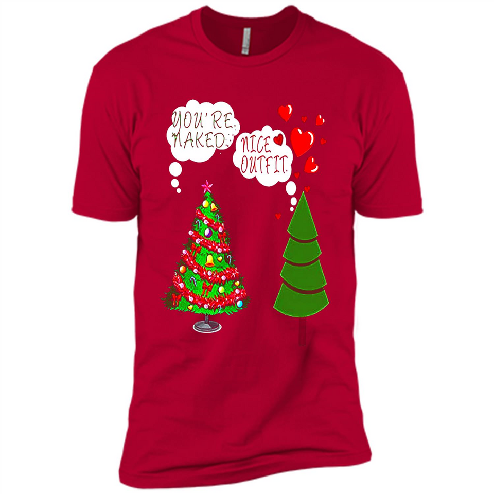 Fir Loves Christmas Tree Funny Undecorated Joke - Premium Short Sleeve T-Shirt