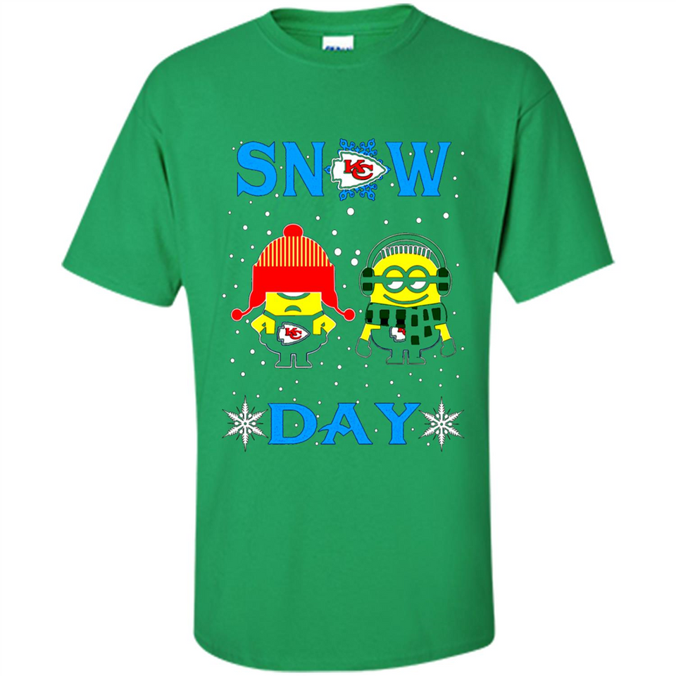 Snow Day Shirt For Kansas City Chiefs Vs Minion Fans Cotton pingpong