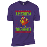 Merry Thankmas Ugly Xmas Thanksgiving Turkey Sweatshirt - Premium Short Sleeve T-Shirt