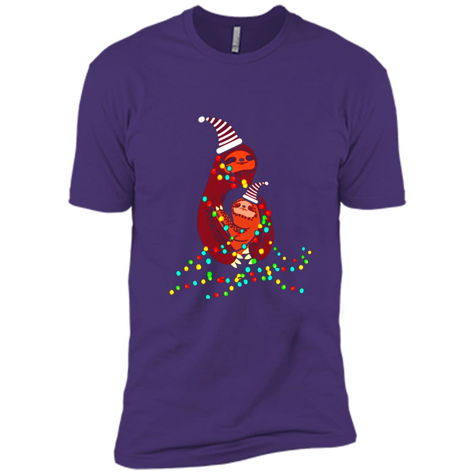Christmas Lights Sloth Long Sleeve Santa Sloth - Premium Short Sleeve T-Shirt