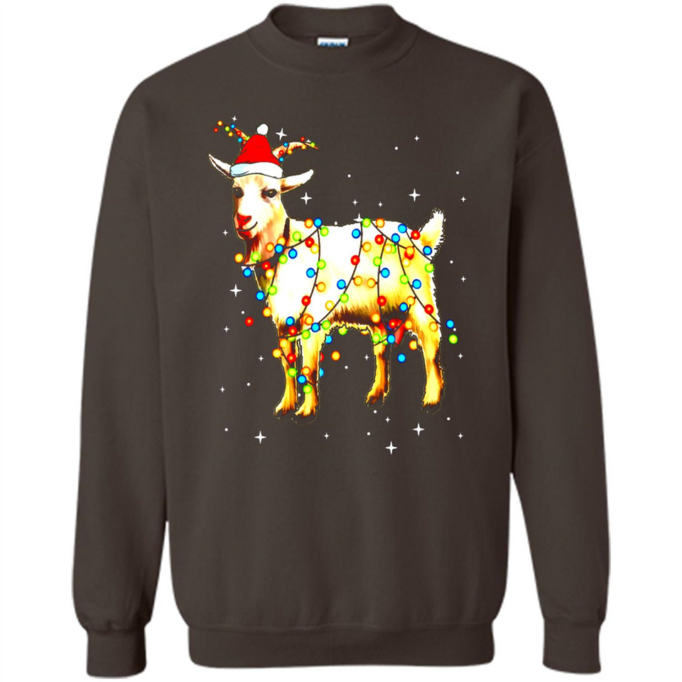 Christmas Lights Goat Wearing Santa Hat T-Shirt - Sweatshirt