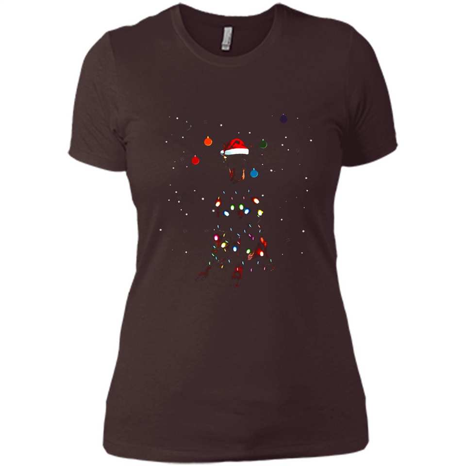 Doberman Santa Lights Christmas Dog Xmas Sweatshirt - Ladies' Boyfriend T-Shirt