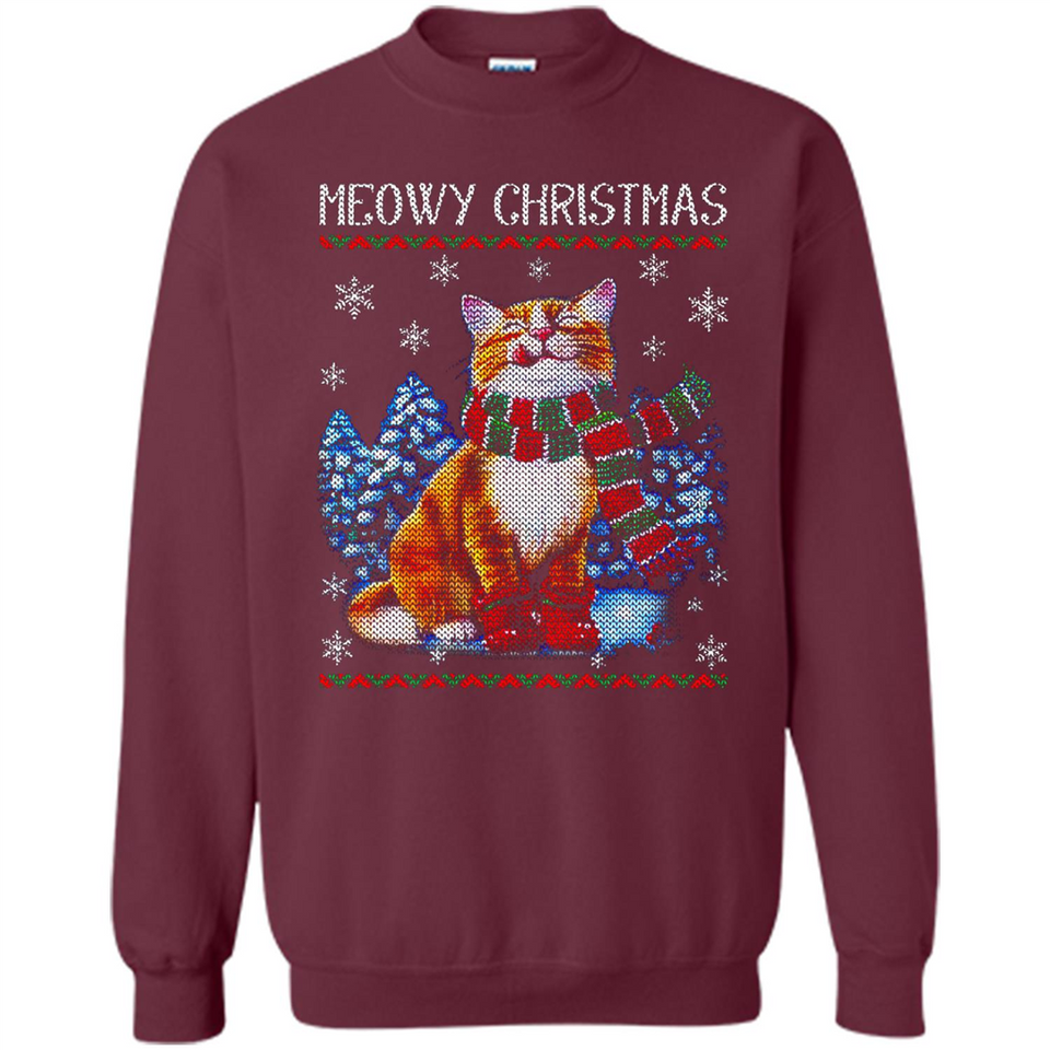 Christmas Ugly Sweater Cat With Christmas Meowy Chritstmas - Sweatshirt