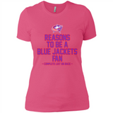 Reasons to be a Columbus Blue Jackets Fan Complete List on Back - Ladies' Boyfriend T-Shirt