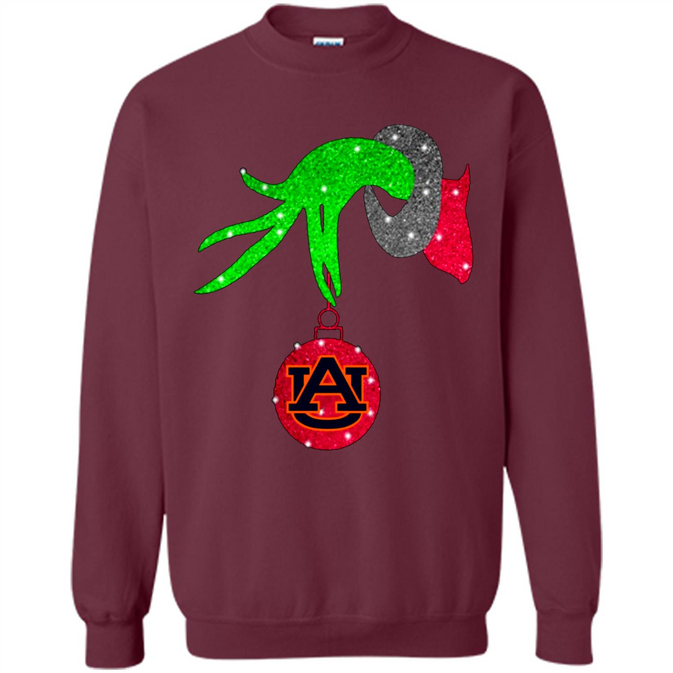GRINCH HAND HOLDING AUBURN TIGERS GLITTER CHRISTMAS PINGPONG