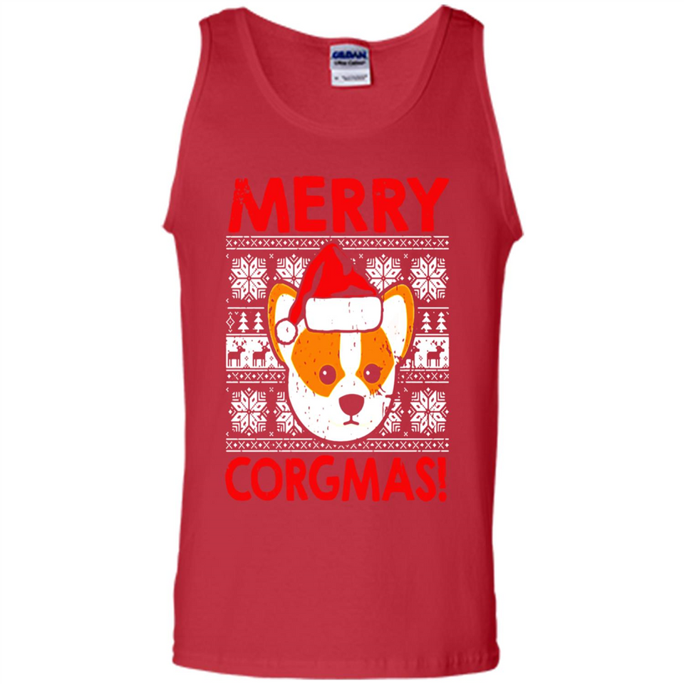 Funny Christmas Santa Corgi Dog Merry Corgmas - Tank Top