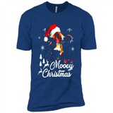 Mooey Christmas Cow Santa Christmas Lover Lights Sweatshirt - Premium Short Sleeve T-Shirt
