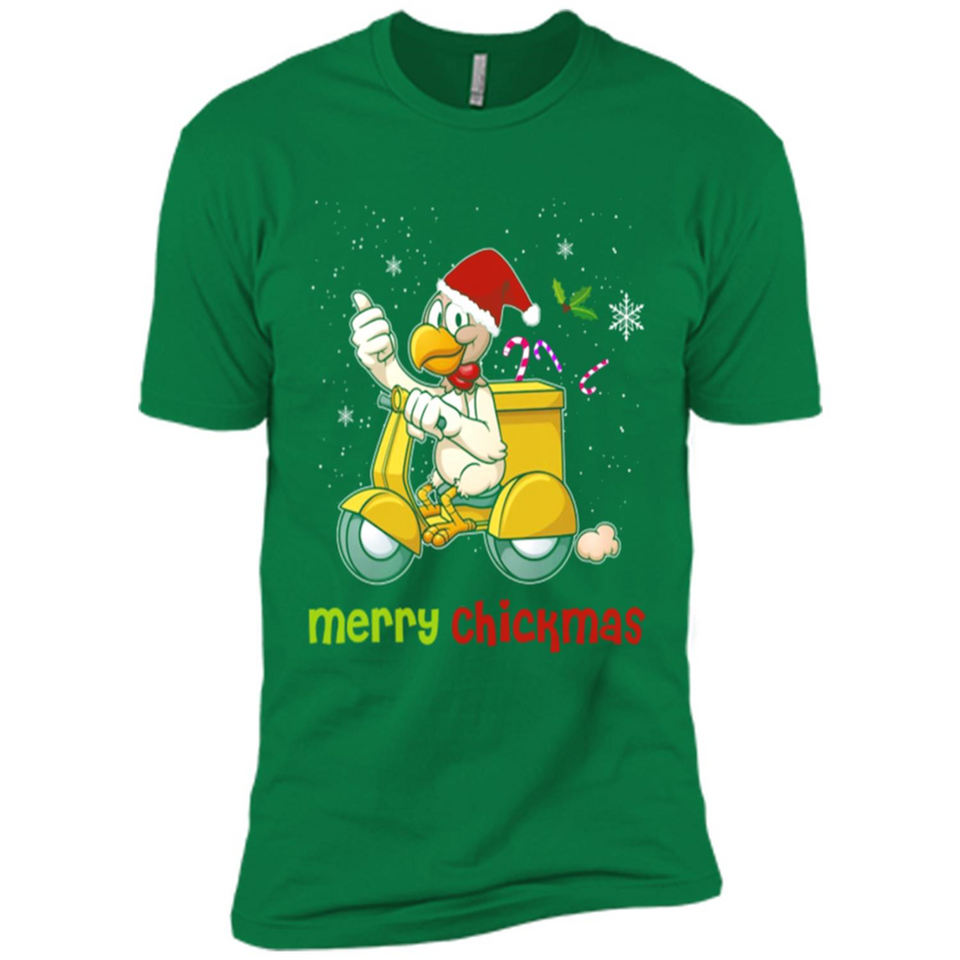 Funny Santa Christmas Chicken Shirt - Merry Chickmas - Premium Short Sleeve T-Shirt