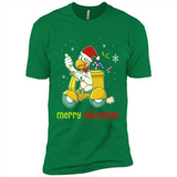 Funny Santa Christmas Chicken Shirt - Merry Chickmas - Premium Short Sleeve T-Shirt