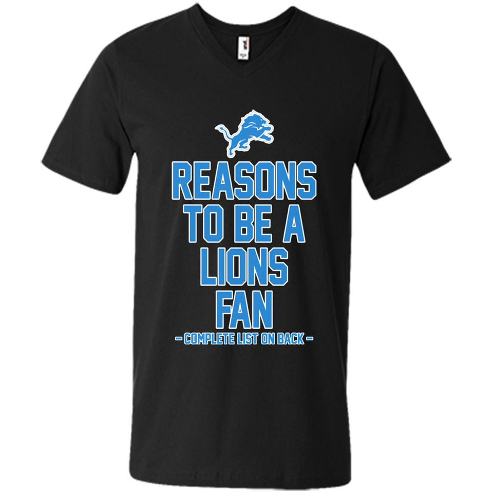 Reasons to be a Detroit Lions Fan Complete List on Back - Men's V-Neck