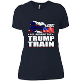 All Board The Trump Train 2020 Patriotic U.S Flag pingpong - Ladies' Boyfriend T-Shirt