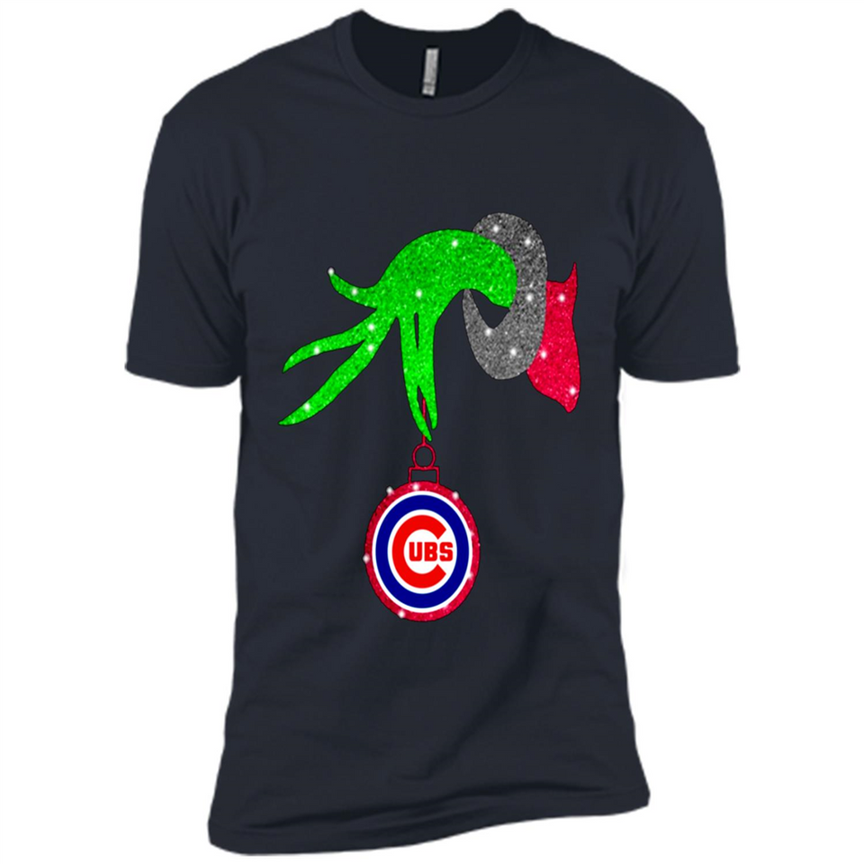 GRINCH HAND HOLDING CHICAGO CUBS GLITTER CHRISTMAS PINGPONG