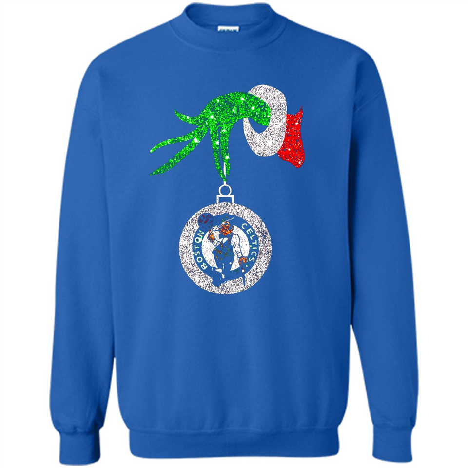 Amazing shirt Boston Celtics Glitter Grinch Monogram Ornament Christmas Gift - Sweatshirt