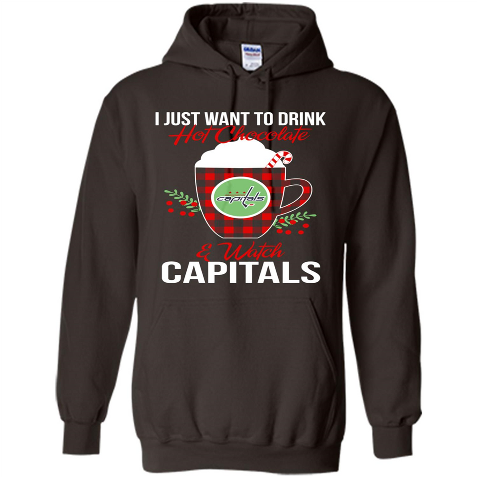 I Just Want To Drink Hot Chocolate & Watch Washington Capitals Ugly Christmas Sweater PINGPONG