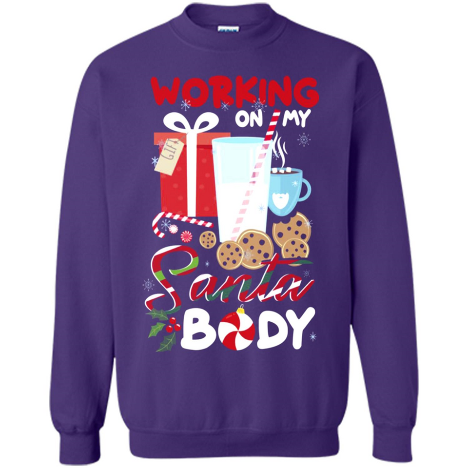 Working On My Santa Body Funny Christmas Gift Sleeve Xmas - Sweatshirt