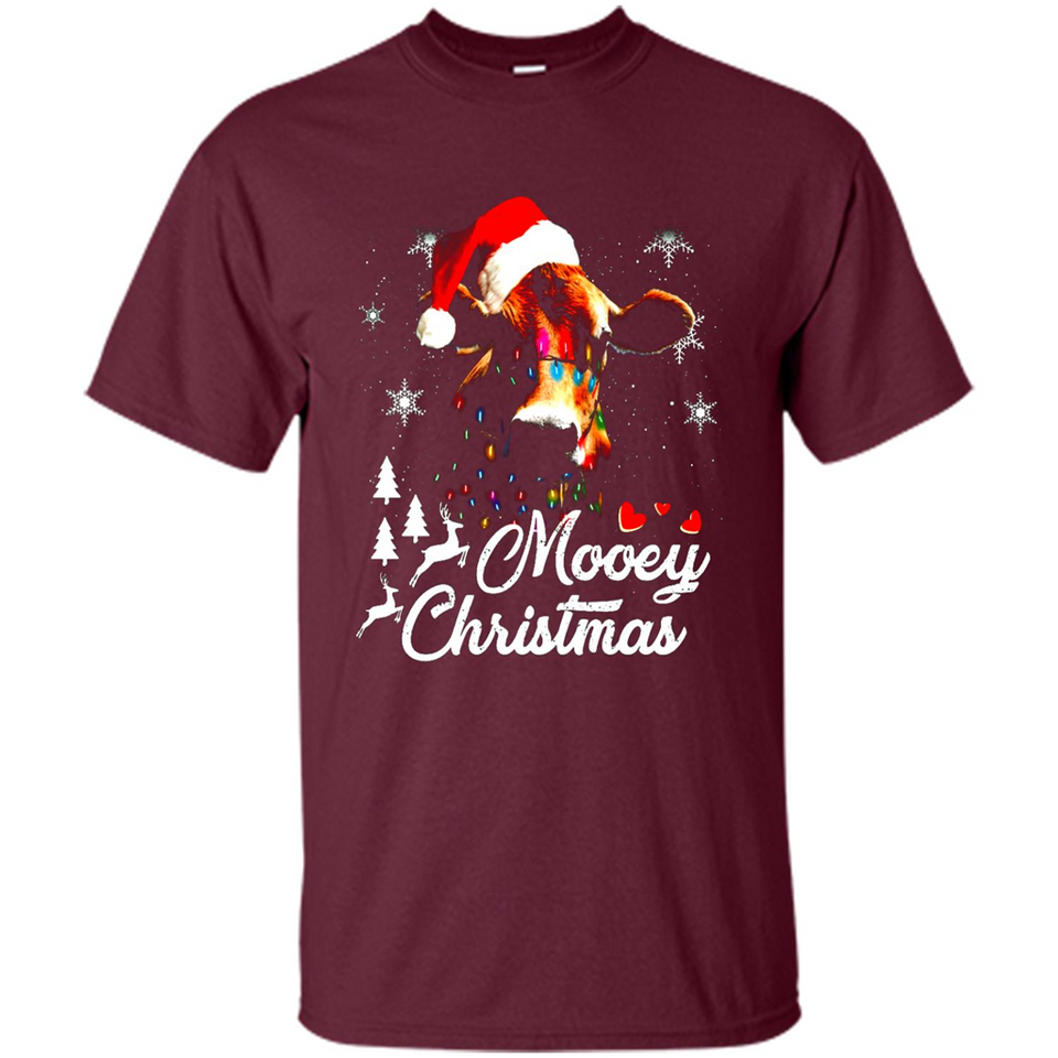 Mooey Christmas Cow Santa Christmas Lover Lights Sweatshirt - Shirt