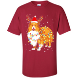 Christmas Lights Shetland Sheepdog Wearing Santa Hat Funny Xmas - Shirt