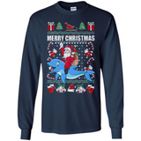 Ugly Christmas Santa Riding Dolphin - Long Sleeve T-Shirt