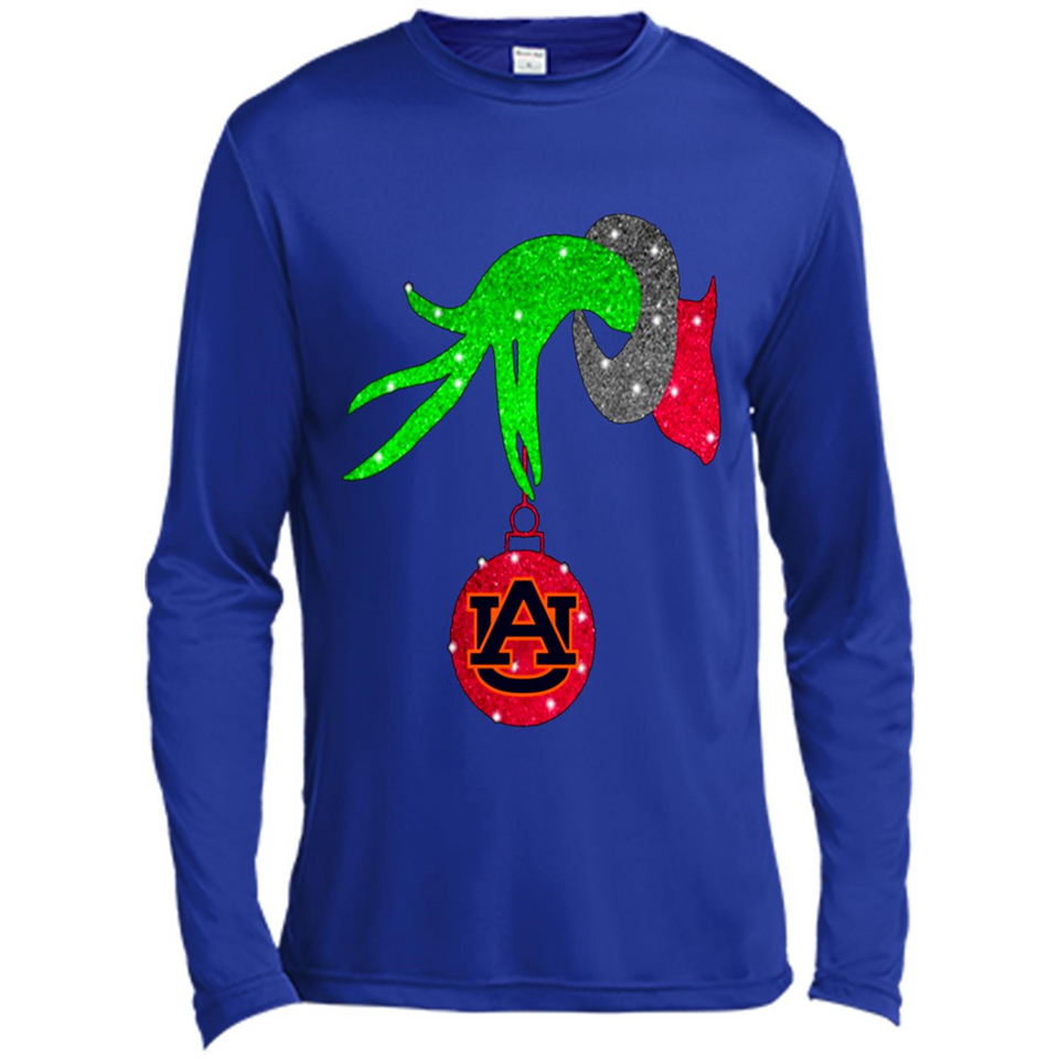 GRINCH HAND HOLDING AUBURN TIGERS GLITTER CHRISTMAS PINGPONG