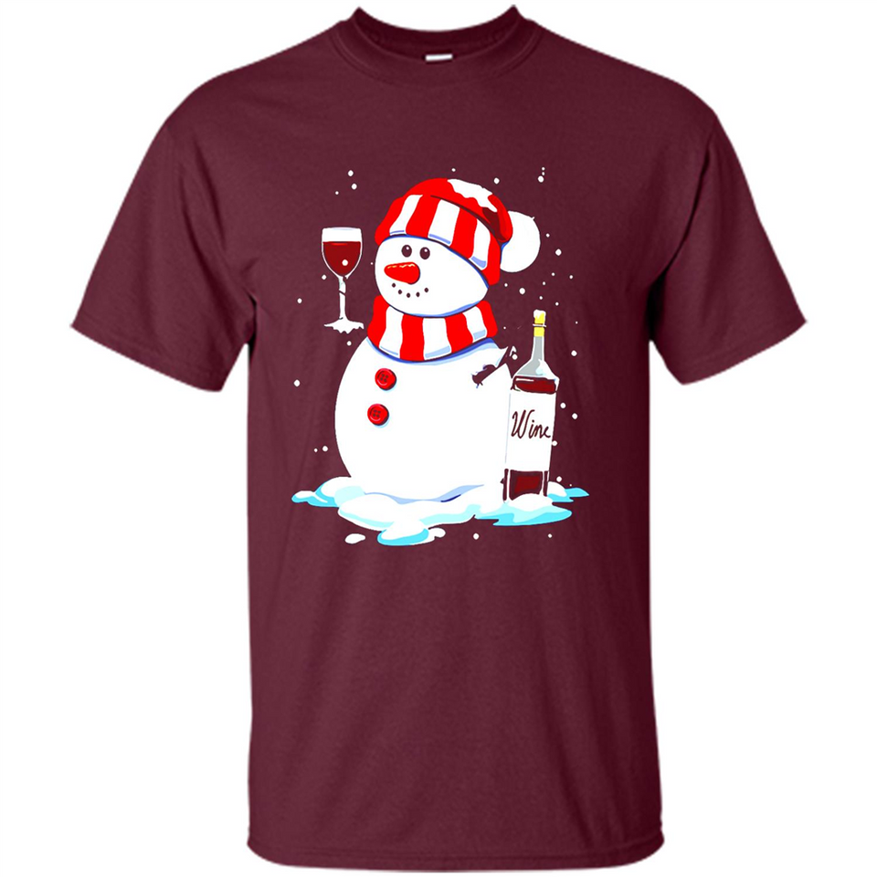 Cute Snowman drink Red Wine Christmas T-Shirt - Shirt