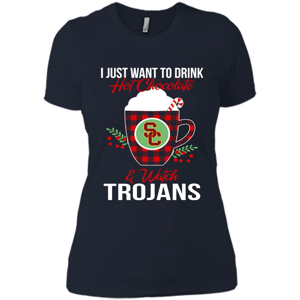I Just Want To Drink Hot Chocolate & Watch USC Trojans Ugly Christmas Sweater PINGPONG