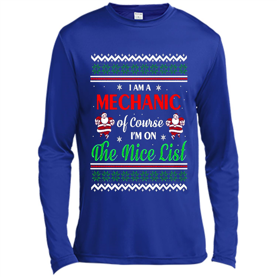 Funny Ugly Christmas T-Shirt Gift for Mechanic - Canvas Long Sleeve T-Shirt
