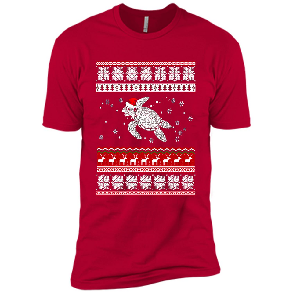 Sea Turtle Ugly Christmas T-Shirt - Premium Short Sleeve T-Shirt
