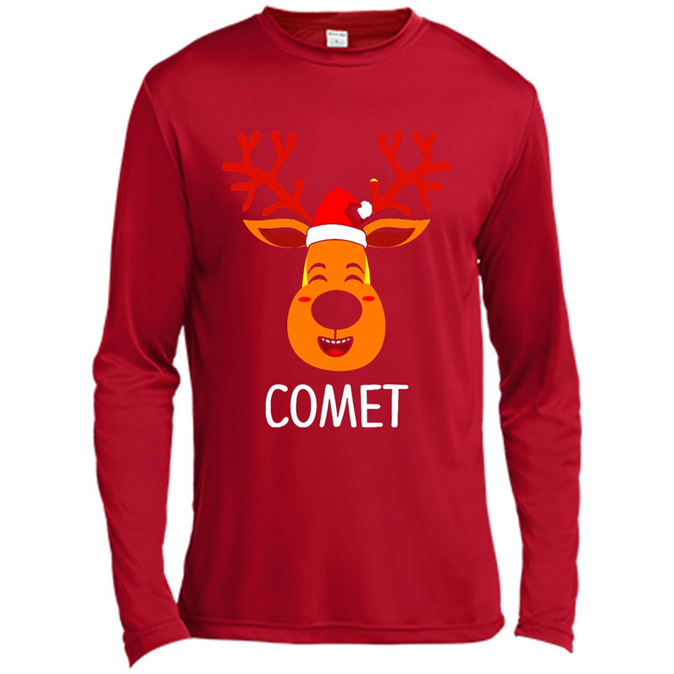 Comet Santa Claus Funny Xmas Holiday T-Shirt - Canvas Long Sleeve T-Shirt