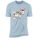 Christmas Lights Cow Wearing Santa Hat Funny Xmas Sweatshirt - Premium Short Sleeve T-Shirt