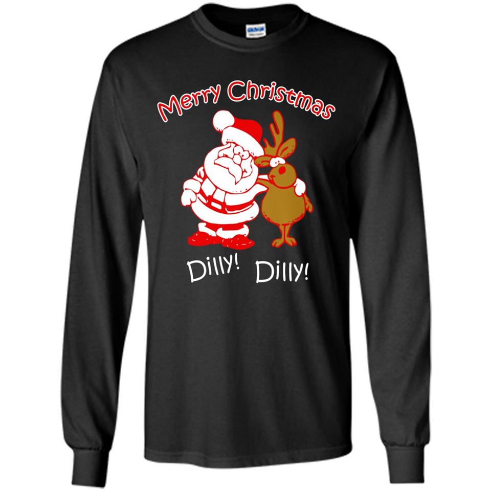 Christmas T-Shirt Santa And Reindeer Dilly Dilly - Long Sleeve T-Shirt