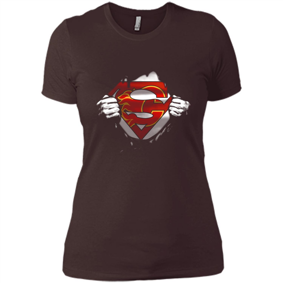 Calgary Flames And Superman Fans - Ladies' Boyfriend T-Shirt