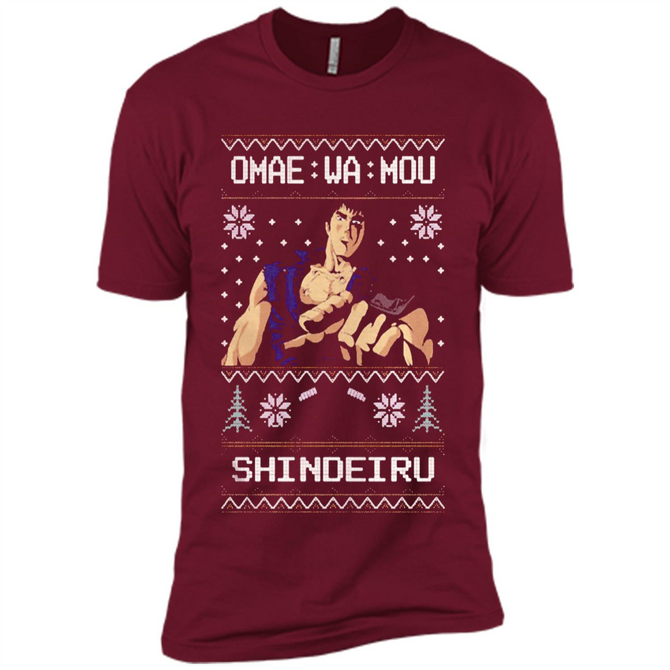 Omae Wa Mou Shindeiru Ugly Christmas Sweater - Premium Short Sleeve T-Shirt