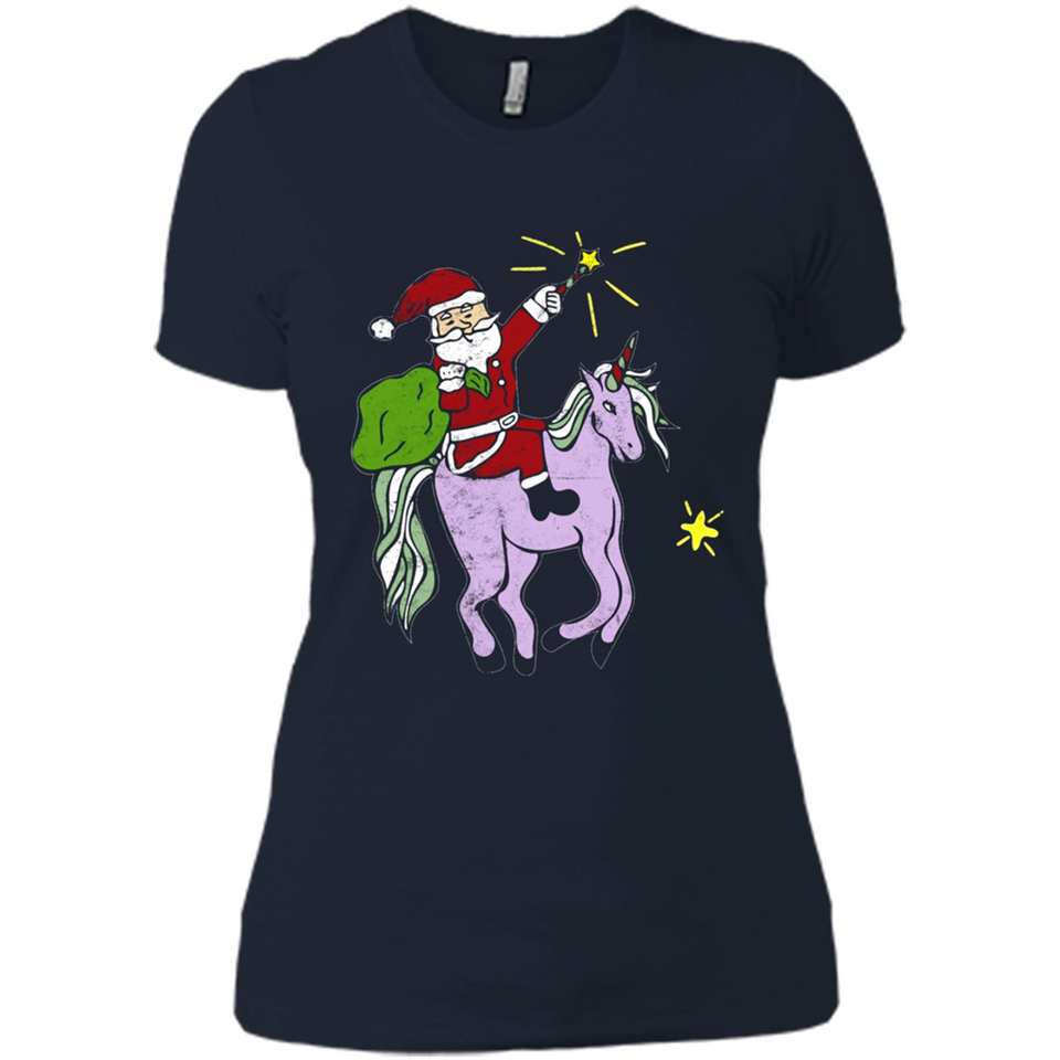 Distressed Retro Santa Riding Unicorn - Ladies' Boyfriend T-Shirt