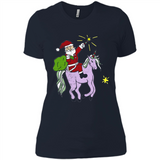 Distressed Retro Santa Riding Unicorn - Ladies' Boyfriend T-Shirt