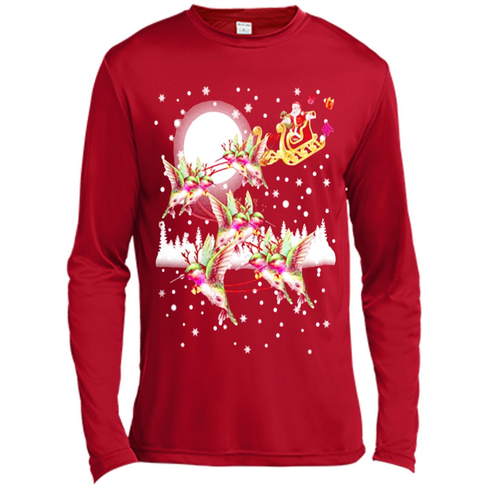 Hummingbird Santa Sleigh - Canvas Long Sleeve T-Shirt