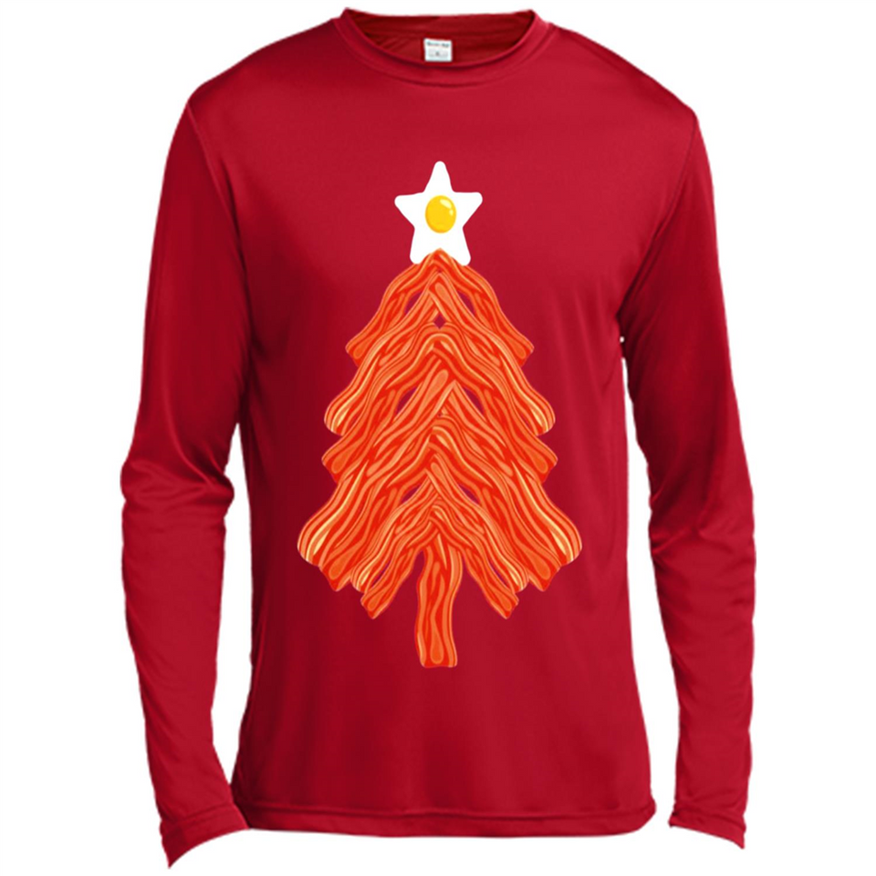 Bacon & Eggs Over Easy Fried Food Breakfast Xmas Tree Foodie - Canvas Long Sleeve T-Shirt
