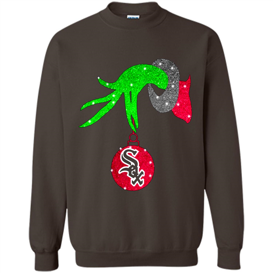 GRINCH HAND HOLDING CHICAGO WHITE SOX GLITTER CHRISTMAS PINGPONG