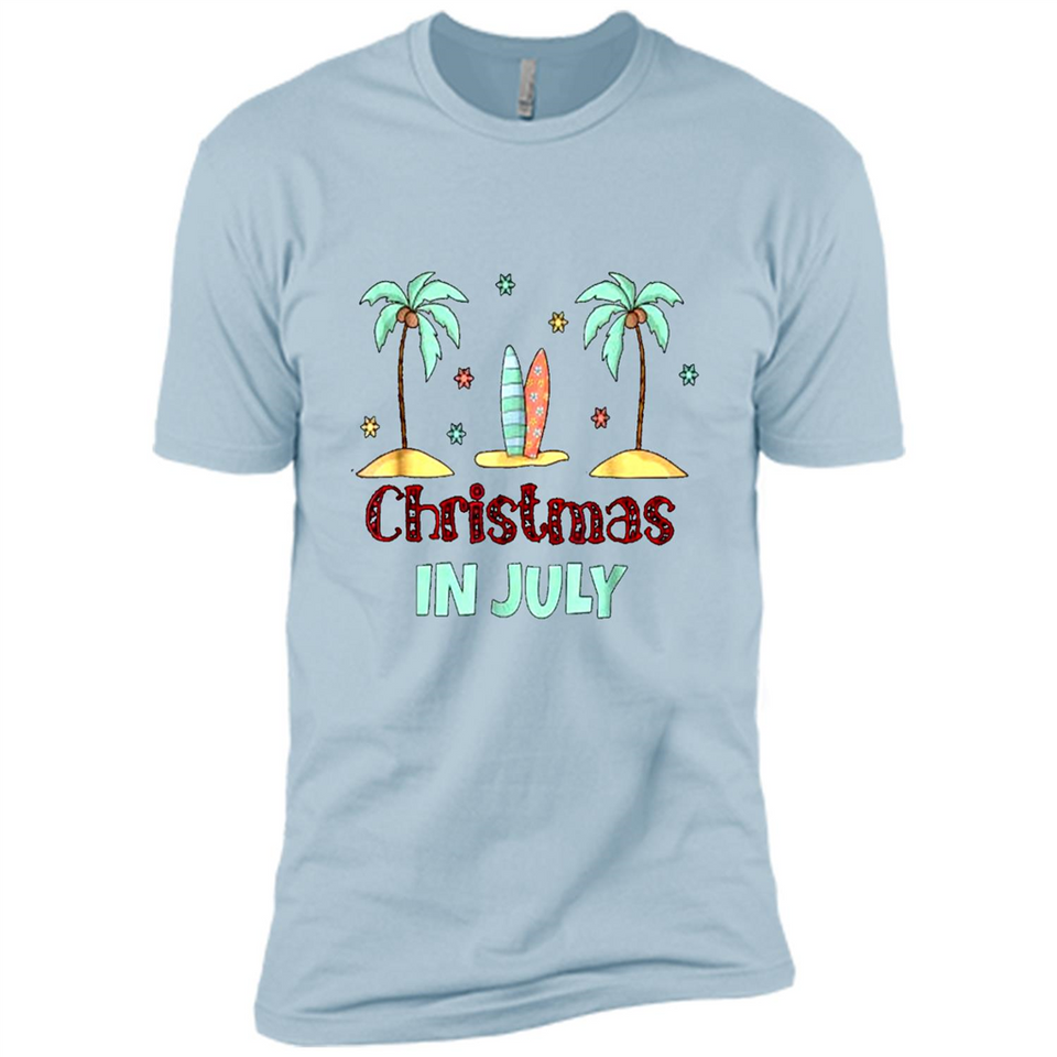 Christmas In July Shirt Surfing Palm Trees Surfboard - Premium Short Sleeve T-Shirt