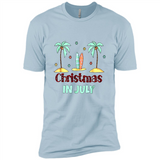 Christmas In July Shirt Surfing Palm Trees Surfboard - Premium Short Sleeve T-Shirt