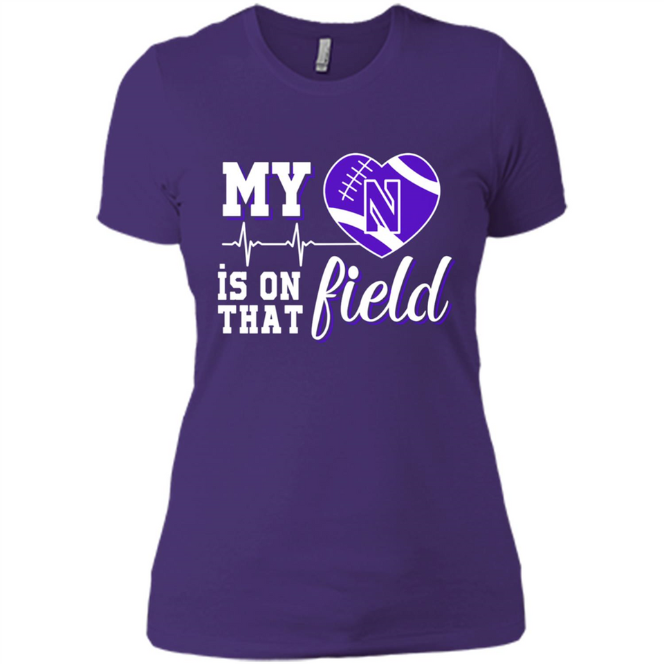 Northwestern Wildcats Football My Heart is on that Field - Ladies' Boyfriend T-Shirt