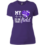 Northwestern Wildcats Football My Heart is on that Field - Ladies' Boyfriend T-Shirt