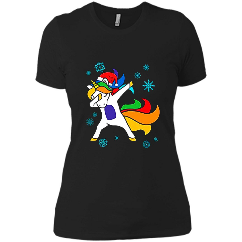 Christmas Dabbing Unicorn - Ladies' Boyfriend T-Shirt